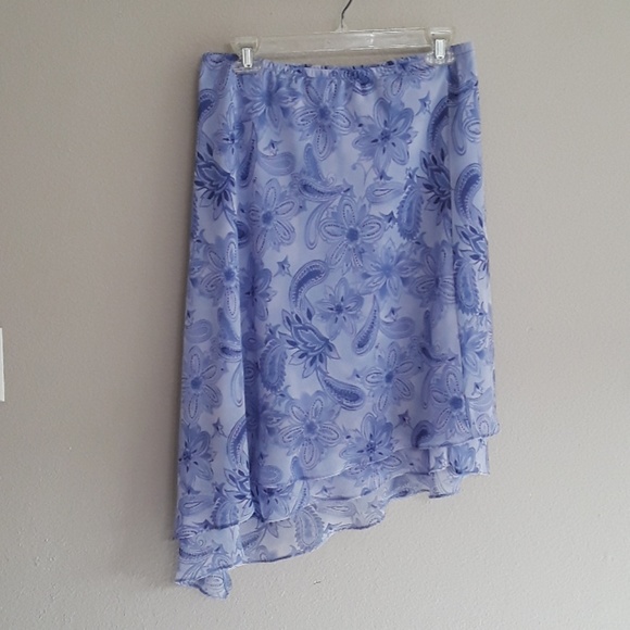 K STUDIO Asymmetrical Purple Skirt- Size 10 Floral Paisley Print - Picture 6 of 6